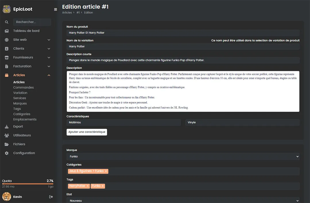 EpicLoot: Admin: Article edition